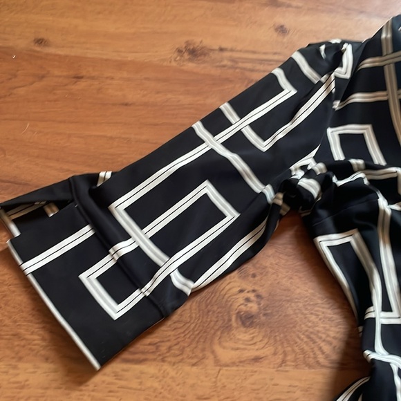 Black and cream button down dress with belt - Picture 4 of 4